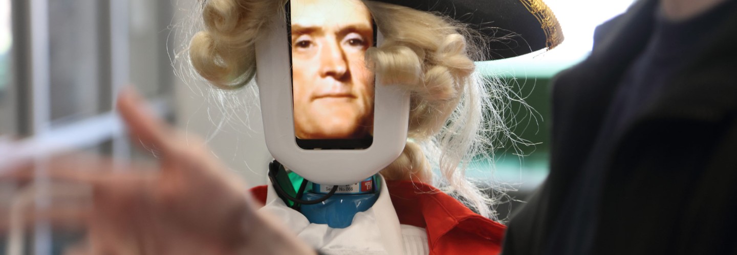 Robot Thomas Jefferson Welcomes Prospective Students at Engineering Open House